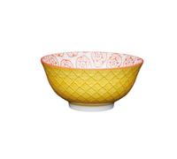 Bol coupelle en grès D15 700 ml Floral Géo Jaune rouge Mikasa Kitchencraft