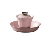 Bol couvert de pétales à langer avec trois talents - Service à thé kung fu en céramique anti-brûlure - Bol recouvert de pétales + support complet + couvercle