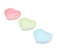 Bol Cœur en Céramique pour Chinchillas, Lot de 3, Simple | Surface Lisse, Usage Table pour Eau, Format Compact, Choix Solide Face au Plastique