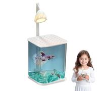 Bol d'aquarium pour poissons de lutte - Réservoir de bureau en verre avec lumière LED, mini récipient aquatique avec décoration, habitat compact pour poissons Betta, affichage moderne |