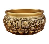 Bol d'argent 4.7x2.5 Bol en Laiton avec prospérité Lotus Base cuivre Chinois Feng Shui décor pour Le Bureau et Bureau à Domicile décoratif