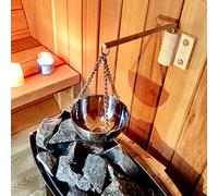 Bol d'arôme de sauna en acier inoxydable, bol d'huile essentielle avec plaque en bois et vis Tasse d'arôme d'huile d'aromathérapie Sauna Cornucopia pour sauna traditionnel ou sauna infrarouge