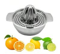 Bol de 10 oz, presse-agrumes manuel en acier inoxydable robuste pour citron, orange, pamplemousse avec passoire et 2 becs verseurs, lavable au lave-vaisselle, facile à nettoyer, usage intensif Taille 