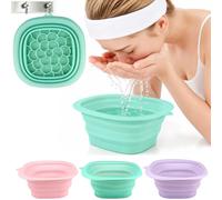 Bol de bain de glace pour visage - Bol portable en silicone pour bain de glace - Bol de lavage intégré pliable - Bol de plongée pour le visage (vert matcha)