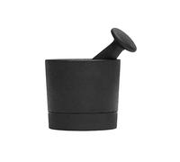 Bol de broyeur de pierre Ensemble de mortier et pilon en fer bol à sauce avec extérieur noir mat, élégant broyeur foncé, 4,2 pouces