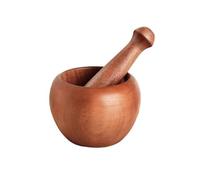 Bol de broyeur de pierre Outil de purée d'ail en bois, presse à ail, pot broyage, bol, ensemble mortier et pilon(Grand)