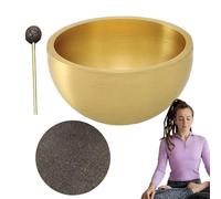 Bol de chant | Ensemble de bol sonore avec batte et coussin de méditation - décoration de bureau spirituelle portative artisanale pour le yoga, la conscience, le soulagement du stress