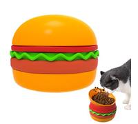 Bol de chat à mangeoire lent, chiot bol de mangeoire lent,Bols pour chiens chien de taille moyenne - 5-en-1 Hamburger Design Plazzle interactif de puzzle Dispeller Blood Toy Bloat Arrêt Not Slip Food