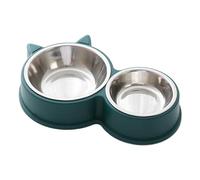 Bol de Chat en Acier Inoxydable, Bol Double Vert Vert avec Coussin de Pied sans Glissement, Nourriture Amovible pour Animaux Compagnie et Eau pour Chats et Chiens ()