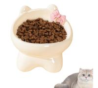 Bol De Chat Surélevé en Céramique Inclinée Surélevée Et dans l'eau De Compagnie 15 Degrés Inclinés | Bol De Nourriture pour Chats Mignons Anti-Vomit | Bols De Chat À Forme Inclisnée À Forme in
