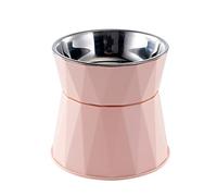 Bol De Chats en Acier Inoxydable Bol De Chiens Bol Animal De Compagnie Augmentation du Cou Double Bol Double Chat Chat Aquarelle Bol Alimentaire À Double Usage Bol De Nourriture pour Chien,Rose