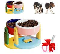 Bol de Compagnie à aspirable en Levage, 2025 Nouvelle Hauteur réglable à Trois Niveaux, adaptée à Tous Les Types de Chiens, Chats, foulées et Alimentaires ne se répandre Plus (Rose * 2pcs)