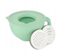 Bol de cuisine polyvalent pratique en vert menthe avec 2 râpes interchangeables en acier inoxydable et un saladier en plastique robuste pour râper les légumes et le fromage et préparer des salades en