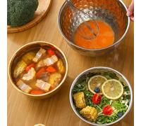 Bol de cuisine rond en acier inoxydable avec texture marteau, convient pour la fabrication de salades, le lavage des légumes et le fouet des œufs à la maison (doré, 20 cm)