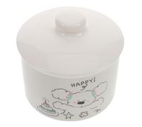 Bol de Cuisson en Céramique avec Couvercle, Cuisson au Bain D'eau | Blanc, Format Compact pour Service Individuel, Usage la Cuisine Maison, Adapté aux Œufs et Soupes
