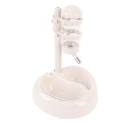 Bol de Distributeur de Dons pour Chats, Mangeoire à Eau Automatique, en Forme Cœur, Grande capacité, Prévenir Les Problèmes Oraux, Non-Glisser, Non-déversement, Hauteur Réglable (Beige)