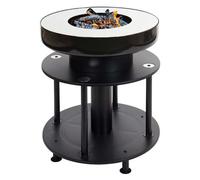 Bol De Feu Avec Grill Hwc-K95, Foyer Grill Bbq, Plaque De Grill Surface De Dépôt, Acier Inox Émaillé Ø 56cm Noir Noir