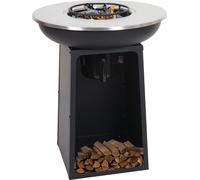 Bol De Feu Avec Plaque De Grill Hwc-K97 Foyer Grill Corbeille De Feu Bbq Outdoor Plaque De Cuisson, Acier Inox Ø59cm Noir Noir
