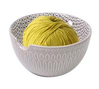 Bol de fil à tricoter - Support pour crochet, bol décoratif en céramique, fait à la main avec motif en relief 3D | Accessoire charmant pour les artisans qui soutiennent le rangement de fil sans nœuds
