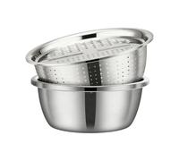 Bol de Lavage en Acier Inoxydable - Multifonctionnel - Set de Passoire et Panier 26cm | Pour Laver Les Légumes Égoutter Le Riz Râper Préparation De Repas Salade Cuisine Maison