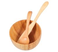 Bol de Masque Facial en Bois Khaki Spatule et Cuillère, 1 Set | Kit Réutilisable à Surface Lisse, pour Mélanges de Soins Diy, Usage Maison et Déplacements Professionnels