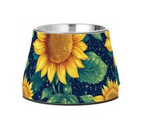 Bol de nourriture antidérapant en acier inoxydable pour chiens de taille moyenne Jaune tournesol