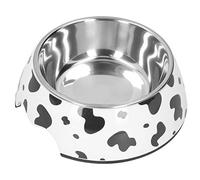 Bol de Nourriture et d'eau antidérapant en Acier Inoxydable pour Chien, Design de Vache Mignon, Bol d'alimentation pour Animaux de Compagnie pour Chiens et Chats (M.)