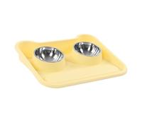 Bol de Nourriture pour Chats 15 DegréS Tilt S Stainl Steel Double Pet Bowl Set Grey Double Pet Netter Bowscat Bols de Nourriture 15 ° (Yellow)