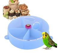 Bol de Nourriture pour Oiseaux, Boîte Rangement Nourriture Parrot Food Wheel Station d'alimentation Jouets de fourrage pour Cockatiel Conure Budgies Perruche Perroquet Macaw Petit Animal(Bleu)