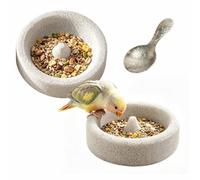 Bol de Nourriture pour Oiseaux en Pierre Ponce amélioré avec cuillère (A-2pcs)