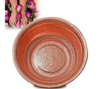 Bol de pédicure en cuivre martelé à la main avec bords bouclés pour une durabilité accrue, idéal pour les fêtes de mariage et les bains de pieds