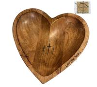 Bol de prière en bois avec cartes, en forme de cœur en bois, cadeau religieux adapté pour hommes et femmes, pour le christianisme, la fête des mères, un anniversaire (bois naturel + cartes de vœux)