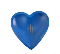 Bol de prière en bois sculpté à la main en forme de cœur pour décoration religieuse avec texture subtile et forme équilibrée (bleu)