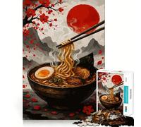 Bol de Ramen avec Baguettes et Fleurs de Cerisier Puzzle de 1000 pièces pour Adultes Cadeau Stimulant pour l'esprit Jeu de Loisirs Facile Découpe précise Cadeau spécial (50x75cm)