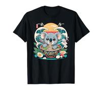 Bol de Ramen Mangeant Un Koala Mignon avec Vagues japonaises T-Shirt