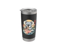 Bol de ramen mangeant un koala mignon - Motif vagues Gobelet isotherme en acier inoxydable double paroi