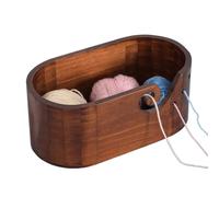 Bol de rangement ovale en bois pour fil à tricoter