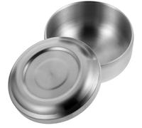 Bol de Rasage Classique Argenté, avec Couvercle, en Acier Inoxydable | Bol de Mousse de Rasage, Bol à Raser avec Couvercle, Bol de Savonnette à Raser, pour Barbe et Salle de Bain