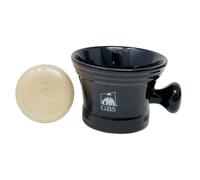 Bol de rasage en c ramique noire robuste GBS avec savon de rasage naturel - pour une utilisation avec jusqu' 3 savons de rasage et un bol de cr
