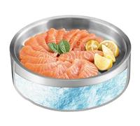 Bol de refroidissement en acier inoxydable, support à glace double couche, plat de service rafraîchissant, récipient de nourriture pour buffet | Pour fête en plein air, bar, restauration, table de