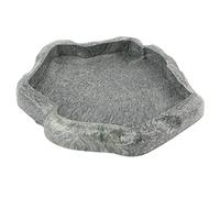 Bol de Reptiles, Roche de résine Poissons de Reptiles pour l'alimentation et l'eau, Ornement pour Animaux de Compagnie d'aquarium, Assiette de Terrarium pour Tortue[Vert foncé S] Nourriture
