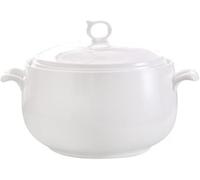 Bol De Service à Soupe en Céramique, Bol Allant Au Micro-Ondes, Soupière De Service De Grande Capacité De 3 L avec Poignées Doubles pour Cuisine, Porcelaine, Blanc Pur, Pass, White B