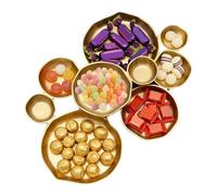 Bol De Service Doré - 45x35cm | Plateau À Collations À 9 Compartiments Ronds, Plateau À Apéritif En Métal Pour Noix, Chips, Trempettes, Plat De Service Élégant Pour Les Fêtes Et Les Repas À La Maison