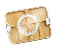 Bol de service en bois avec couvercle - Plateau avec couvercle pour fromage à saucisses | Planche à saucisses long du couvercle transparent pour fromage, viande et collations - Plat de nourriture