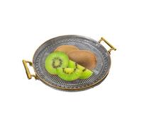 Bol de service rond doré Assiette à fruits double capital Étagère commerciale claire - Salle de service - Cuisine - Assiette à fruits - Snack - Sang de café - Bol de poitrine doré - Assiette à