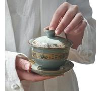 Bol de thé en céramique Kung fu Ensemble gaiwan Tasse Bol glaçure craquement en Porcelaine