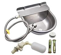 Bol d'eau automatique pour cheval, distributeur d'eau en acier inoxydable avec trou de drainage et valve à flotteur pour cheval, chien, poulet, chèvre, cochon (B)