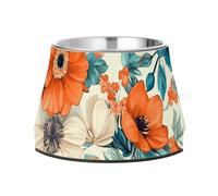 Bol d'eau avec support en acier inoxydable pour animaux de compagnie - Fleurs de Bohême - Turquoise - Corail - Bol de base pour aimer les animaux de compagnie - Soulagement des plateaux de comida para