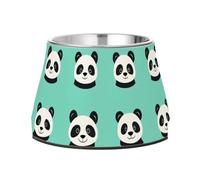 Bol d'eau en acier inoxydable amélioré pour petits chiens et chats - Motif panda turquoise