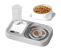 Bol D'eau Et De Nourriture Pour Chat - Distributeur Automatique 2 En 1 À Alimentation Lente, Double Bol Pour Animaux De Compagnie | Grand Matériau PP 32x19.5x13cm Pour Chats, Chatons, Chiots, Animaux